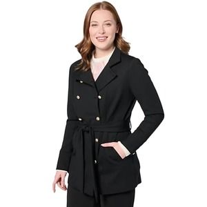 Studio Park x Shawn Killinger Double Button Ponte Coat BLACK SIZE L NWT